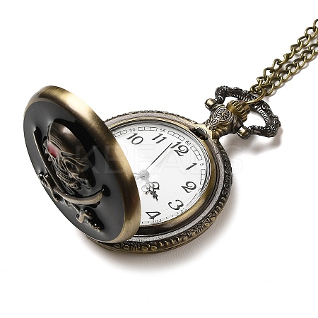 Alloy Glass Pendant Pocket Necklace WACH-S002-16AB-1