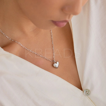 Alloy Heart Pendant Paperclip Chain Necklaces for Women WG28BBE-04-1