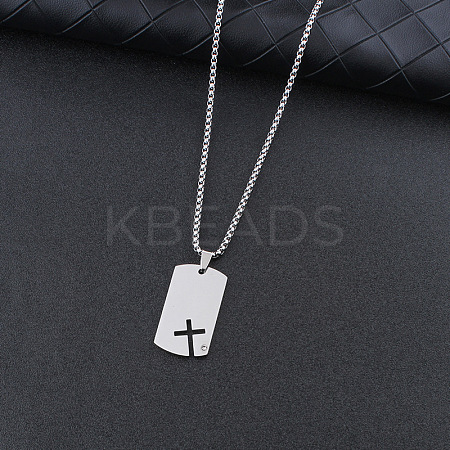 201 Stainless Steel Rhinestone Pendant Necklaces FS-WGBCC8A-01-1