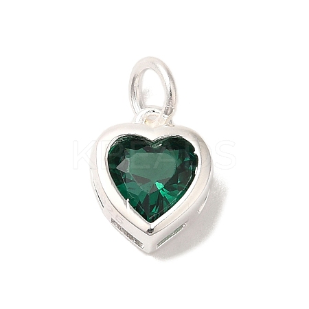 925 Sterling Silver Cubic Zirconia Heart Charms with Jump Rings FIND-U013-10S-01-1