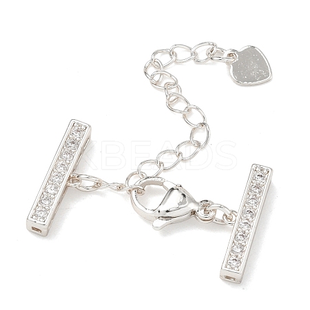 Brass Micro Pave Clear Cubic Zirconia Curb Chain Extender KK-G556-08P-02-1