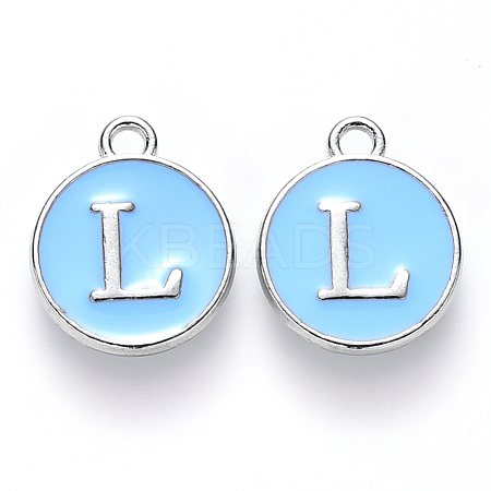 Platinum Plated Alloy Enamel Charms X-ENAM-S118-04L-P-1