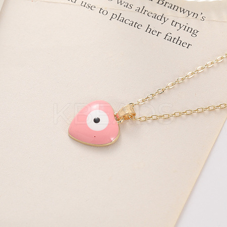 Bohemian Vintage Evil Eye Heart-shaped Alloy Enamel Pendant Lockbone Necklaces for Women SH6817-2-1