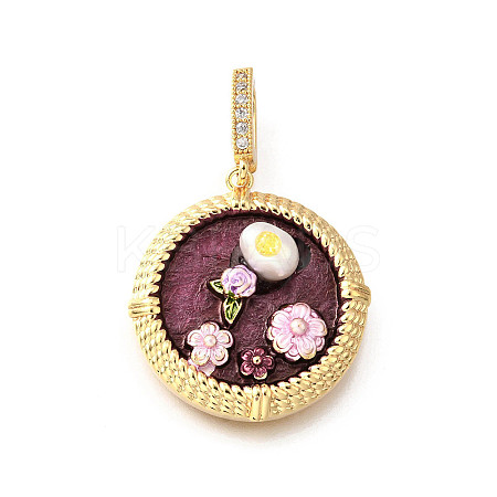 Brass Micro Pave Cubic Zirconia & Enamel Pendants KK-R222-14G-03-1