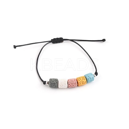 Bohemian Adjustable Handmade Dyed Natuarl Lava Rock Braided Bead Bracelets for Women RX0209-10-1