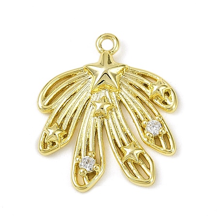 Brass Pave Clear Cubic Zirconia Pendants KK-L238-30G-1