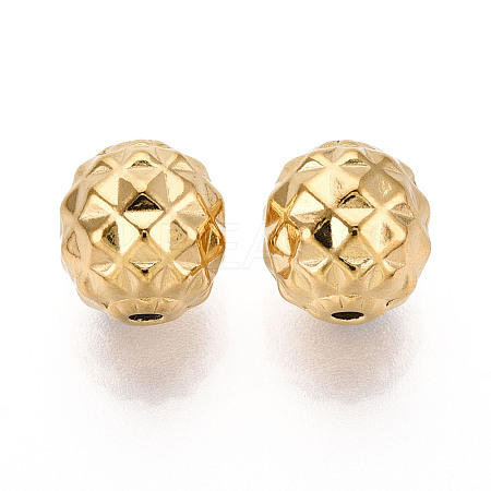 Textured 304 Stainless Steel Waffle Beads STAS-T072-03G-1