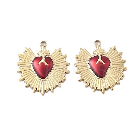 304 Stainless Steel Enamel Pendants STAS-Z121-38G-02-1