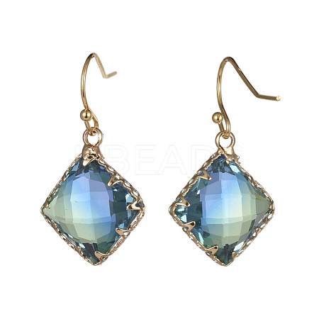 Imitation Tourmaline K9 Glass Dangle Earrings EJEW-JE03777-03-1