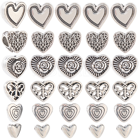 120Pcs 6 Styles Tibetan Style Alloy Beads TIBE-SP0001-22C-1