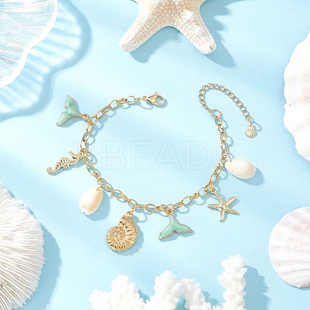 Stainless Steel & Alloy Enamel Charm Bracelets BJEW-JB12215-03-1