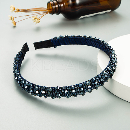 Bling Bling Glass Beaded Hairband OHAR-PW0007-27N-1