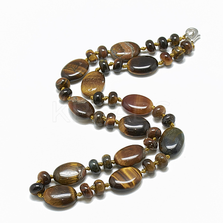Natural Tiger Eye Beaded Necklaces NJEW-S394-14-1
