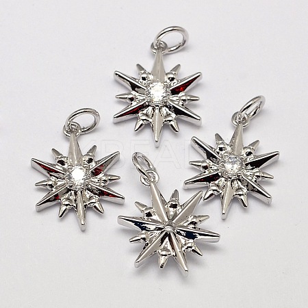 Snowflake Brass Micro Pave AAA Cubic Zirconia Pendants LS-ZIRC-L050-03P-NR-1