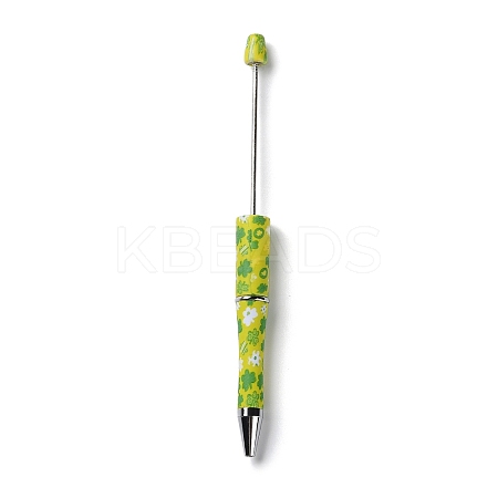 Clover Pattern Plastic Beadable Pens AJEW-P115-01A-1