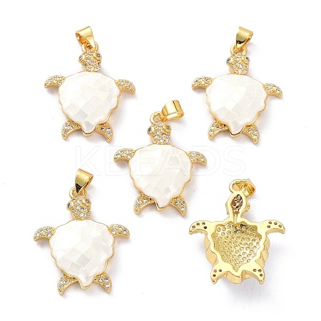 Real 18K Gold Plated Brass Micro Pave Clear Cubic Zirconia Pendants KK-D004-05G-D-1