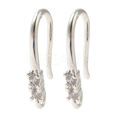 Rack Plating Brass Micro Pave Clear Cubic Zirconia Earring Hooks KK-A231-04S-1