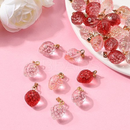 30Pcs 3 Colors Two Tone Transparent Spray Painted Glass Pendants GLAA-FP0001-27-1