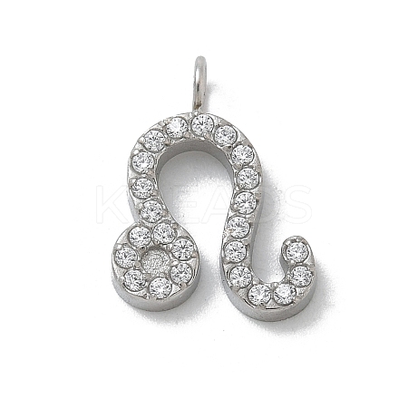 304 Stainless Steel Micro Pave Cubic Zirconia Charms STAS-Z107-09P-09-1