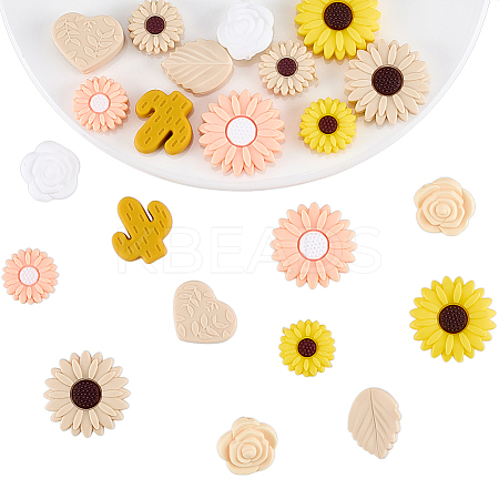 22Pcs 11 Colors Silicone Beads SIL-WR0001-07-1
