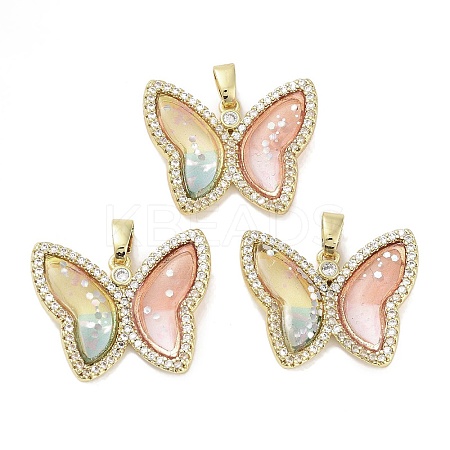 Real 18K Gold Plated Rack Plating Brass Micro Pave Cubic Zirconia Pendants KK-R161-05G-02-1