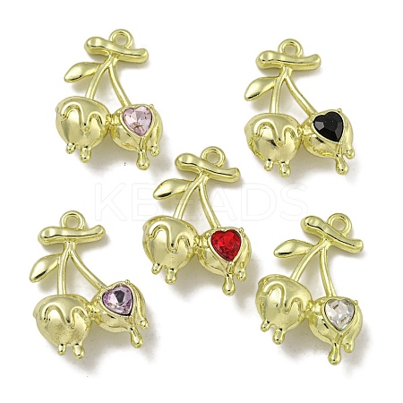 Rack Plating Alloy Rhinestone Pendants PALLOY-F312-19G-1