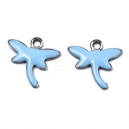 201 Stainless Steel Enamel Charms STAS-N088-19G-1