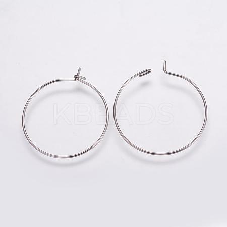 316 Surgical Stainless Steel Hoop Earrings Findings STAS-K146-039-25mm-1