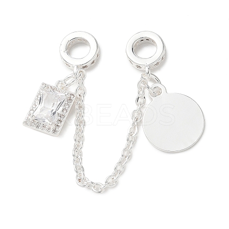 Brass Micro Pave Clear Cubic Zirconia Cable Chain European Beads KK-G531-07A-S-1