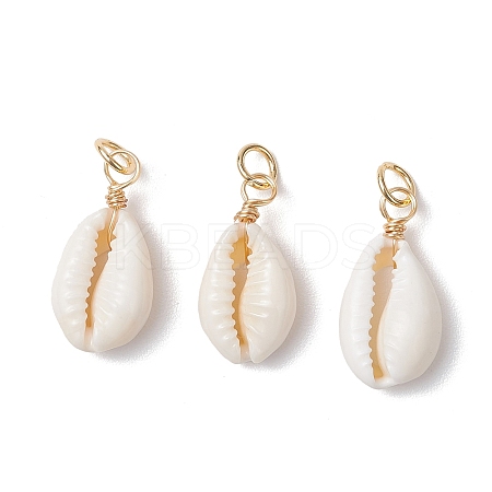 Natural Cowrie Shell Pendants PALLOY-JF03712-01-1