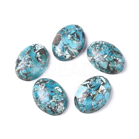 Assembled Synthetic Gold Line Turquoise and Larimar Cabochons G-D0006-G01-06-1