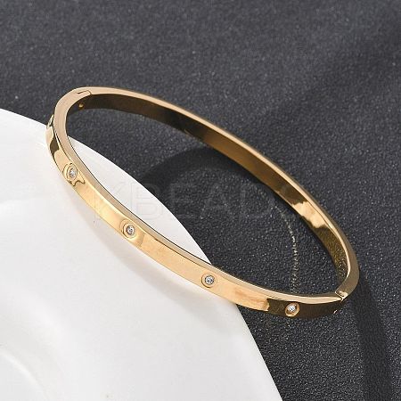304 Stainless Steel Rhinestone Bangles for Women LS-BJEW-Z092-05G-1