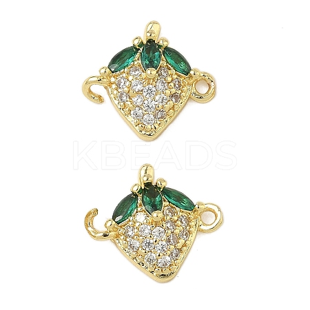 Brass Pave Green & Clear Cubic Zirconia Fruit Connector Charms KK-Z109-01G-03-1