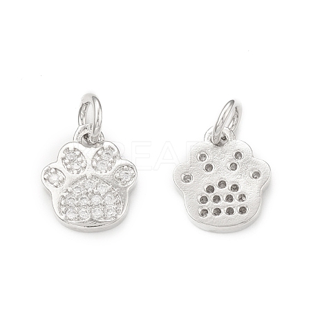 Rack Plating Brass Micro Pave Clear Cubic Zirconia Charms KK-C011-58P-1