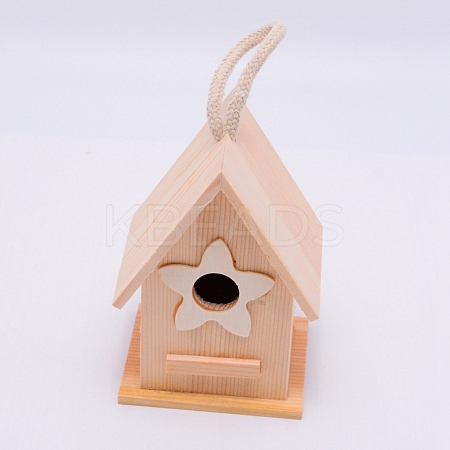 Unfinished Natural Wood Birdhouse HJEW-WH0007-05-1