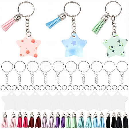 DIY Blank Double-sided Heat Transfer Aluminium Pendant Keychain Making Kits DIY-SP0005-26B-1