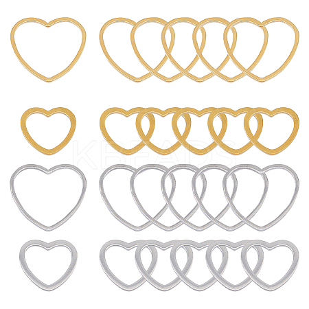 24Pcs 4 Style 201 Stainless Steel Linking Rings STAS-HY0001-19-1