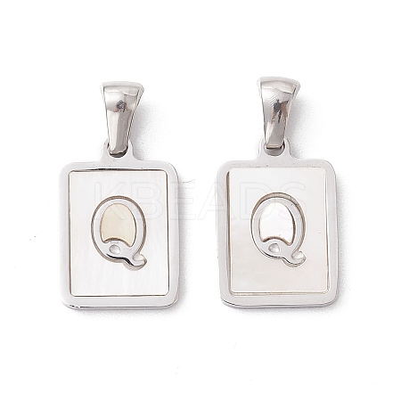 304 Stainless Steel Pave Shell Pendants STAS-G327-01P-Q-1