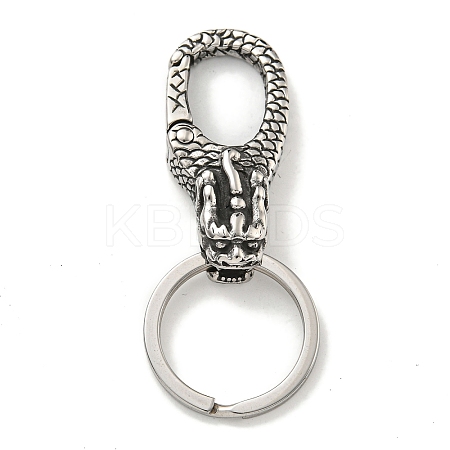 Tibetan Style 316 Surgical Stainless Steel Fittings with 304 Stainless Steel Key Ring FIND-Q101-09AS-04-1