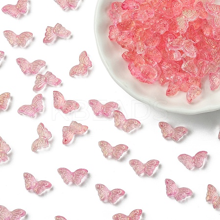 100Pcs Transparent Spray Painted Glass Beads GLAA-YW0005-09E-1
