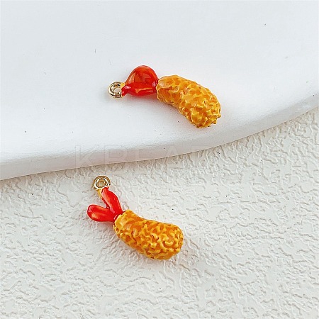 Fried Shrimp Alloy Enamel Pendants ENAM-P264-01E-G-1