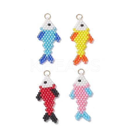 4Pcs 4 Colors MIYUKI Glass Seed Bead Pendants PALLOY-MZ01319-1