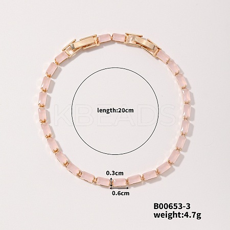 Elegant and Versatile Rectangle Brass Glass Bracelets for European and American Fashion LS-QW9736-3-1