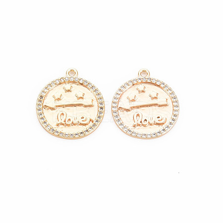 Brass Micro Pave Clear Cubic Zirconia Pendants KK-S364-264-1