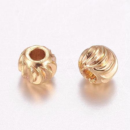 Brass Corrugated Beads KK-P117-12G-1