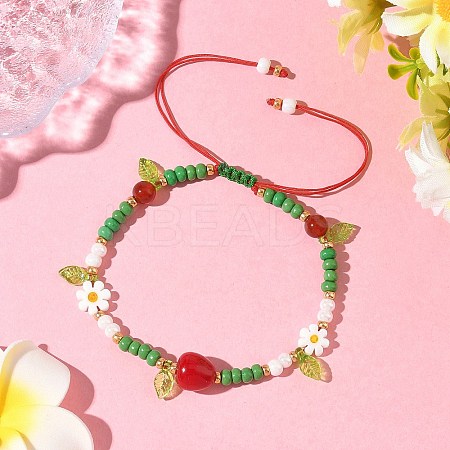 Glass Seed Beads & Lampwork Beads Braided Bead Bracelets for Women BJEW-MZ00212-02-1