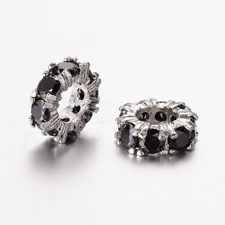Brass with Cubic Zirconia European Beads ZIRC-L041-18B-1