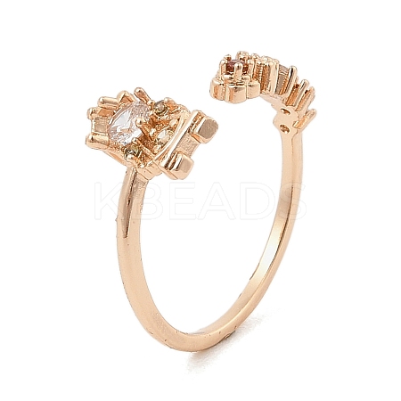 Brass Micro Pave Colourful Cubic Zirconia Open Cuff Rings for Women LS-RJEW-Z073-01G-02-1