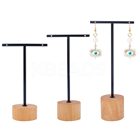 T Bar Iron & Wood Earring Displays Sets EDIS-WH0016-02-1