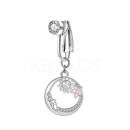 Brass Pave Clear Cubic Zirconia Clip on Belly Rings FS-WG683DA-05-1